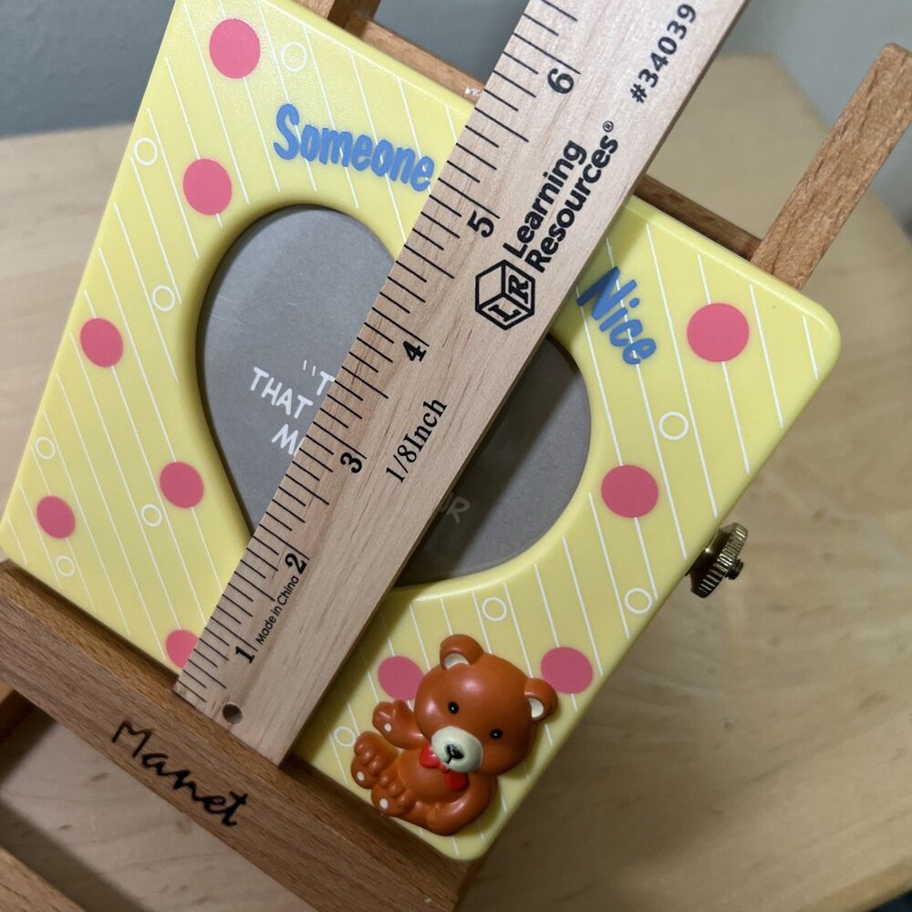 Vintage Figi Yellow Plastic Picture Frame Teddy Bear Someone Sweet & Nice - Picture 6 of 6